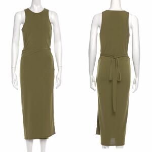 Proenza Schouler White Label Olive Green Belted Wrap Midi Jersey Dress XS